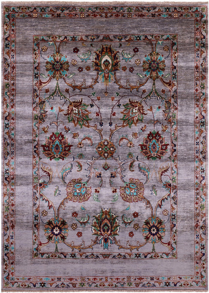 Grey Peshawar Hand Knotted Wool Rug - 4' 10" X 6' 9" - Golden Nile