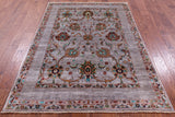 Grey Peshawar Hand Knotted Wool Rug - 4' 10" X 6' 9" - Golden Nile