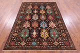 Brown Turkmen Ersari Hand Knotted Wool Rug - 5' 9" X 7' 10" - Golden Nile