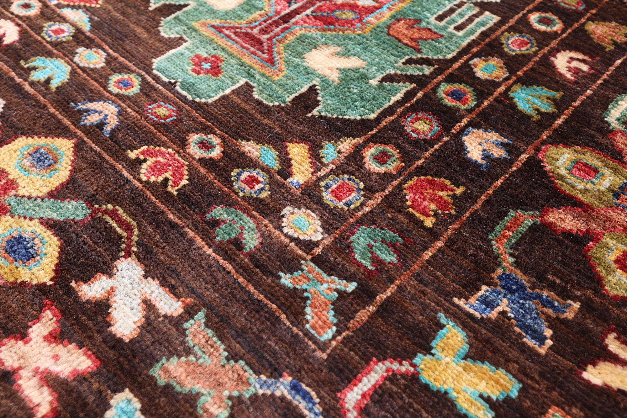 Brown Turkmen Ersari Hand Knotted Wool Rug - 5' 9" X 7' 10" - Golden Nile