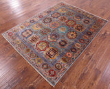 Grey Turkmen Ersari Handmade Wool Rug - 5' 2" X 6' 10" - Golden Nile