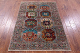 Turkmen Ersari Handmade Wool Rug - 4' 0" X 5' 8" - Golden Nile