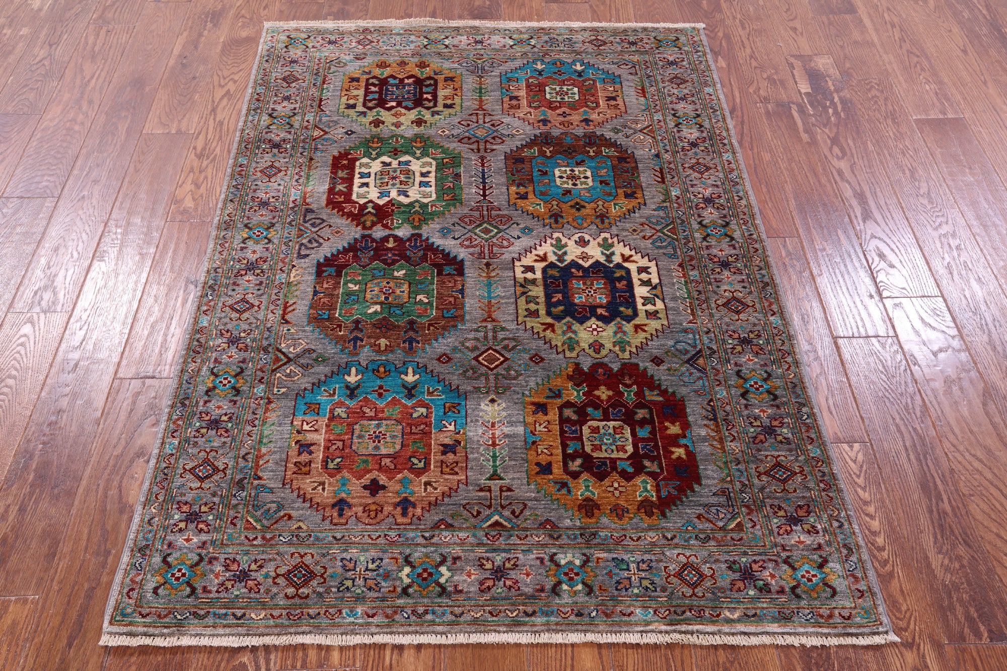 Turkmen Ersari Handmade Wool Rug - 4' 0" X 5' 8" - Golden Nile