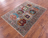 Turkmen Ersari Handmade Wool Rug - 4' 0" X 5' 8" - Golden Nile