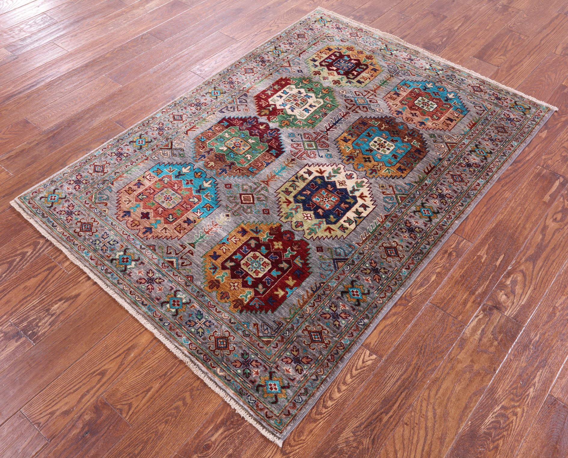 Turkmen Ersari Handmade Wool Rug - 4' 0" X 5' 8" - Golden Nile