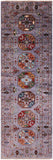 Grey Turkmen Ersari Hand Knotted Wool Runner Rug - 2' 9" X 8' 4" - Golden Nile