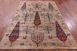 Tribal Persian Gabbeh Hand Knotted Wool Rug - 5' 9" X 7' 9" - Golden Nile