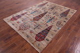 Tribal Persian Gabbeh Hand Knotted Wool Rug - 5' 9" X 7' 9" - Golden Nile