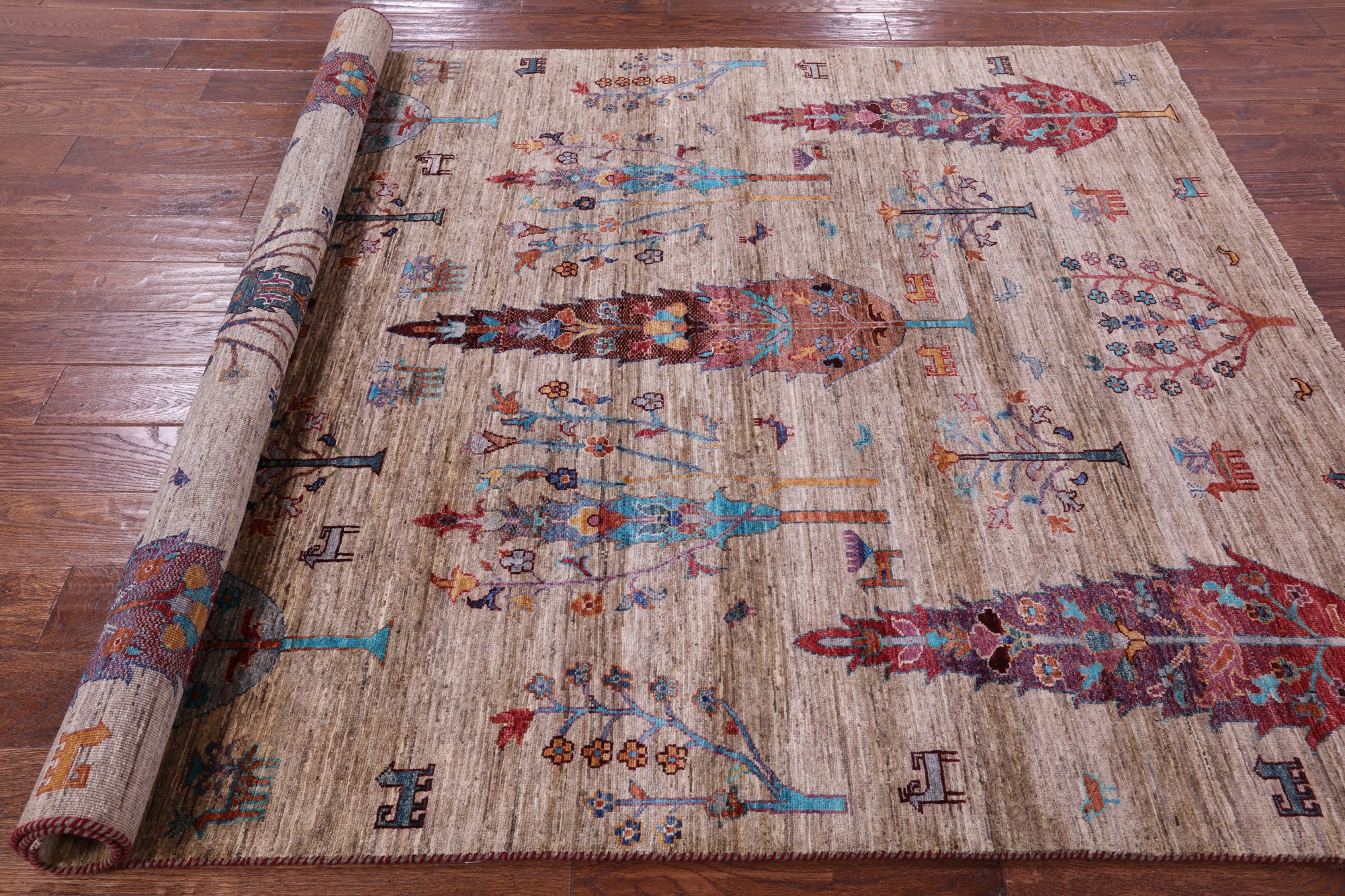 Tribal Persian Gabbeh Hand Knotted Wool Rug - 5' 9" X 7' 9" - Golden Nile