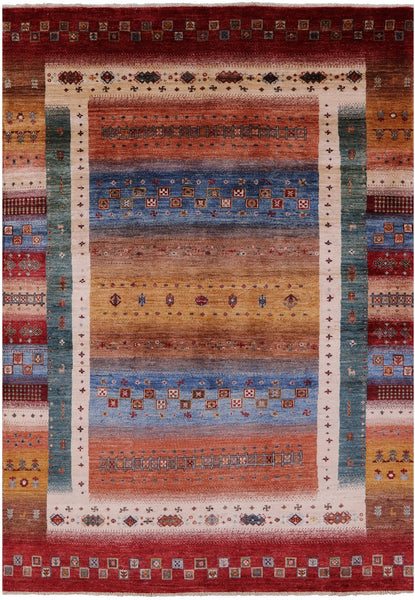 Tribal Persian Gabbeh Hand Knotted Wool Rug - 5' 7" X 8' 1" - Golden Nile