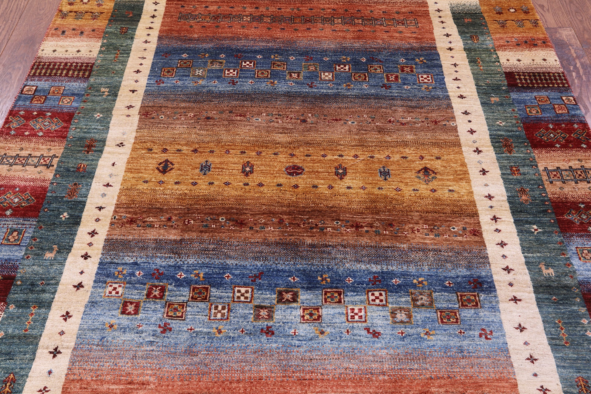 Tribal Persian Gabbeh Hand Knotted Wool Rug - 5' 7" X 8' 1" - Golden Nile