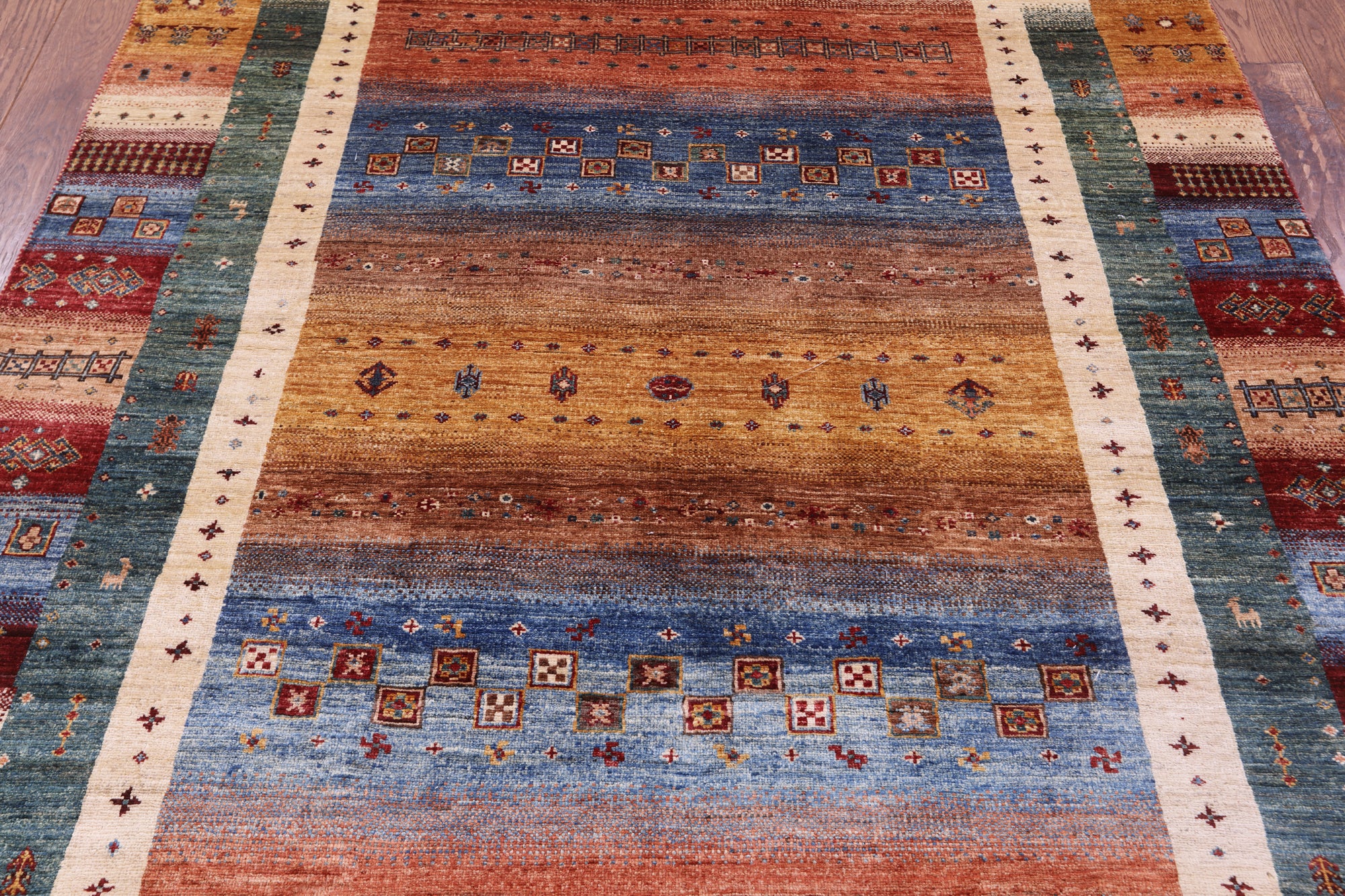 Tribal Persian Gabbeh Hand Knotted Wool Rug - 5' 7" X 8' 1" - Golden Nile