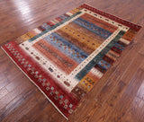 Tribal Persian Gabbeh Hand Knotted Wool Rug - 5' 7" X 8' 1" - Golden Nile