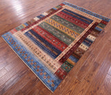 Tribal Persian Gabbeh Handmade Wool Rug - 5' 8" X 8' 2" - Golden Nile