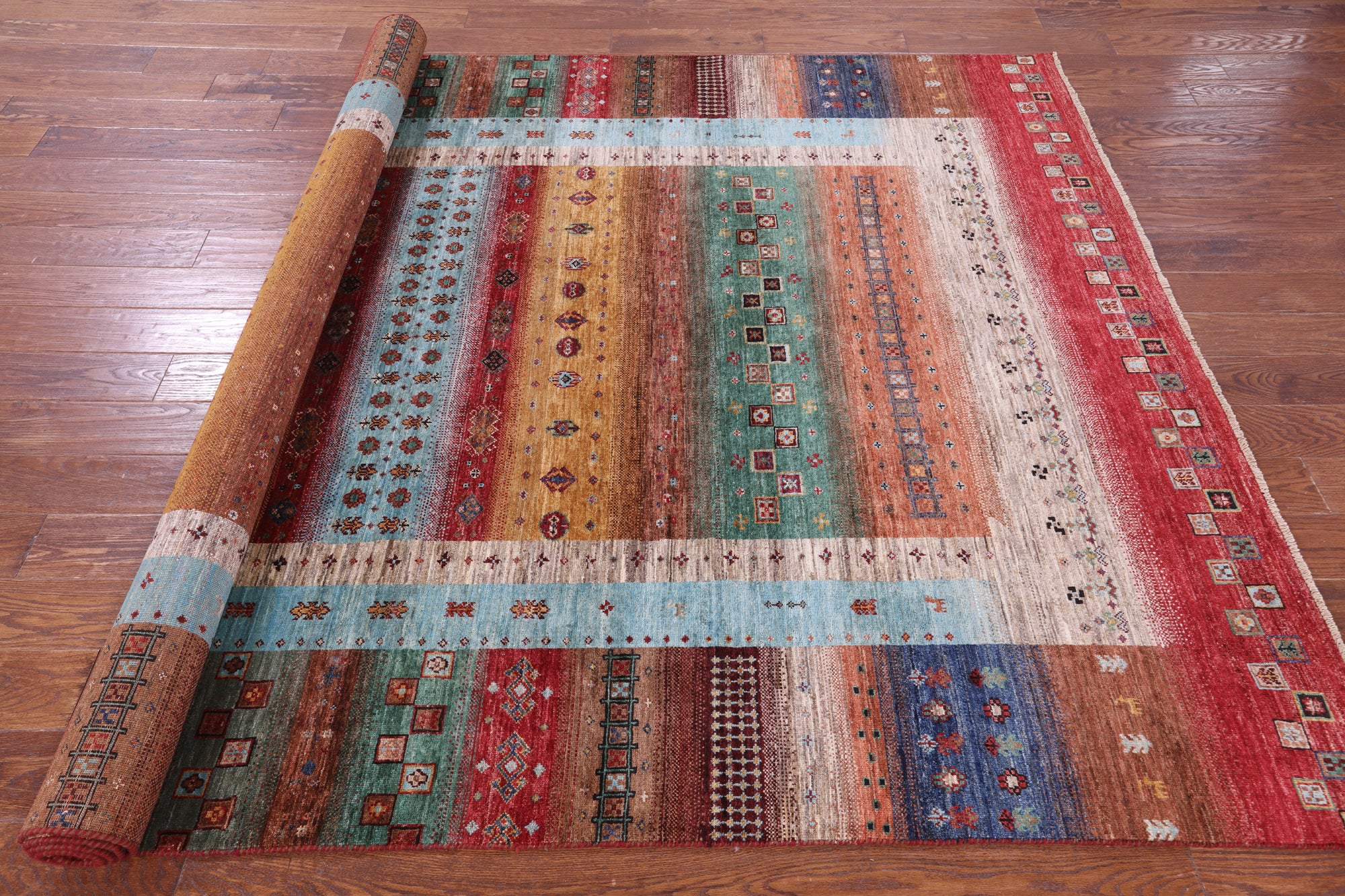 Tribal Persian Gabbeh Hand Knotted Wool Rug - 6' 9" X 10' 1" - Golden Nile