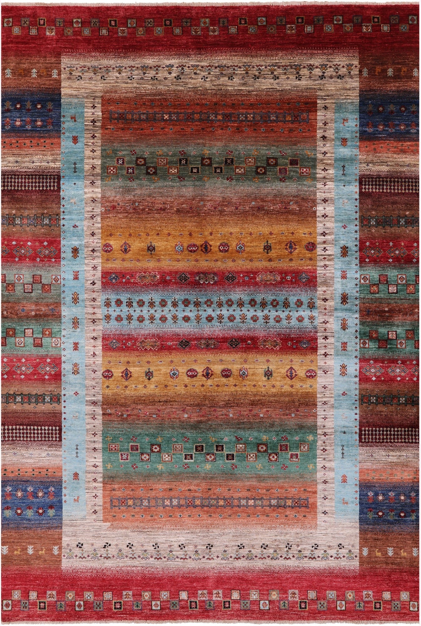 Tribal Persian Gabbeh Hand Knotted Wool Rug - 6' 9" X 10' 1" - Golden Nile