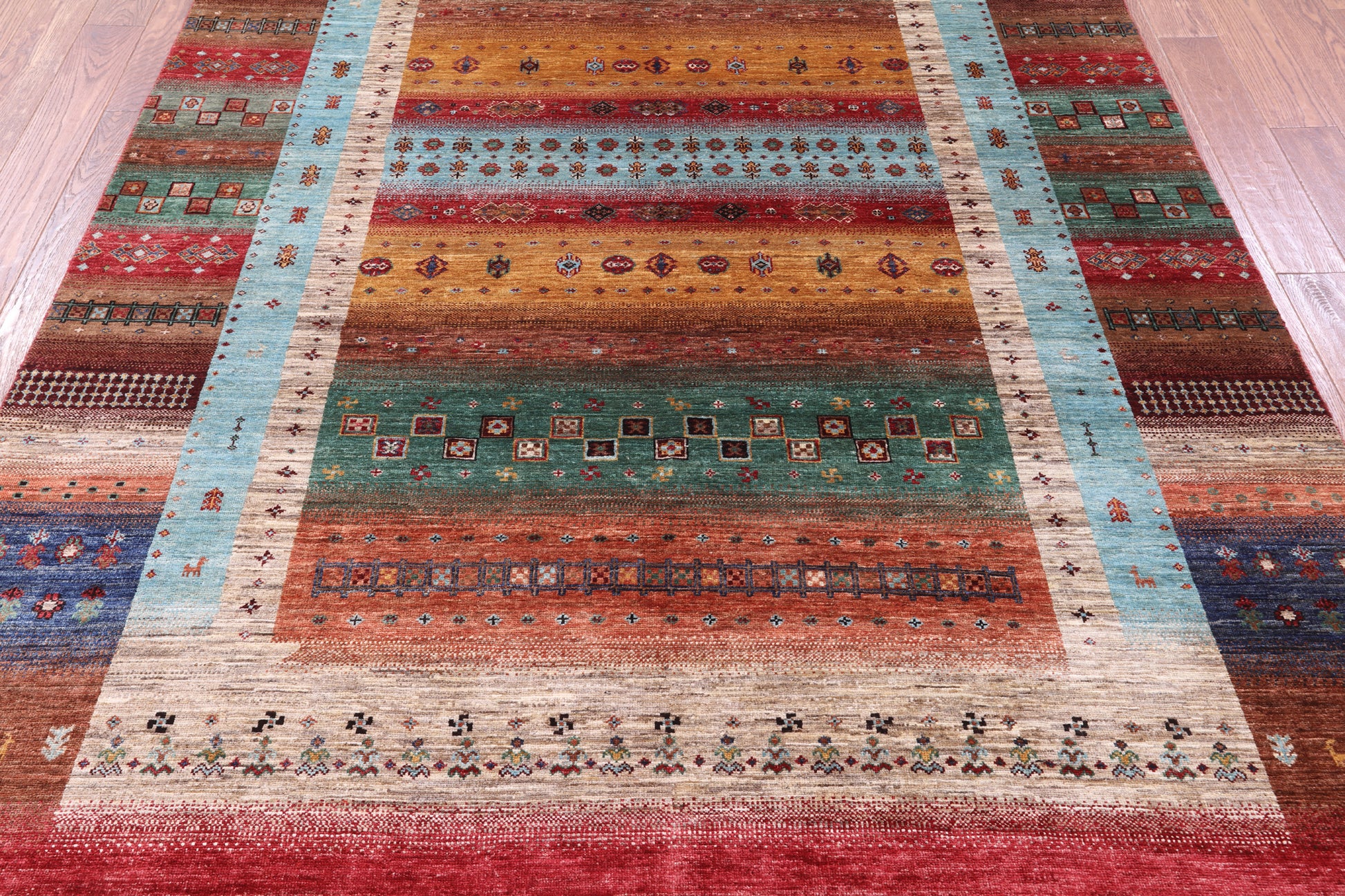 Tribal Persian Gabbeh Hand Knotted Wool Rug - 6' 9" X 10' 1" - Golden Nile