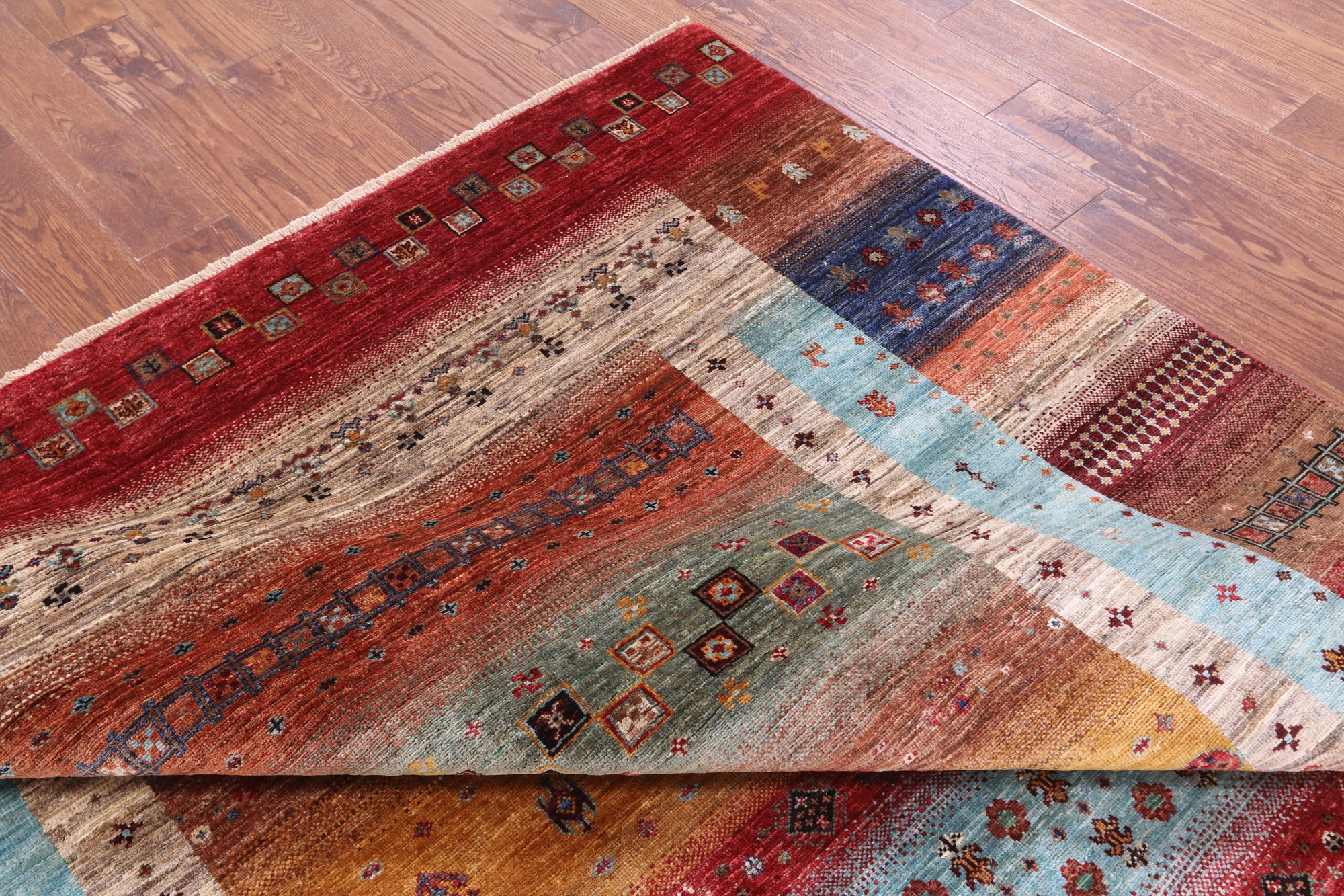 Tribal Persian Gabbeh Hand Knotted Wool Rug - 6' 9" X 10' 1" - Golden Nile