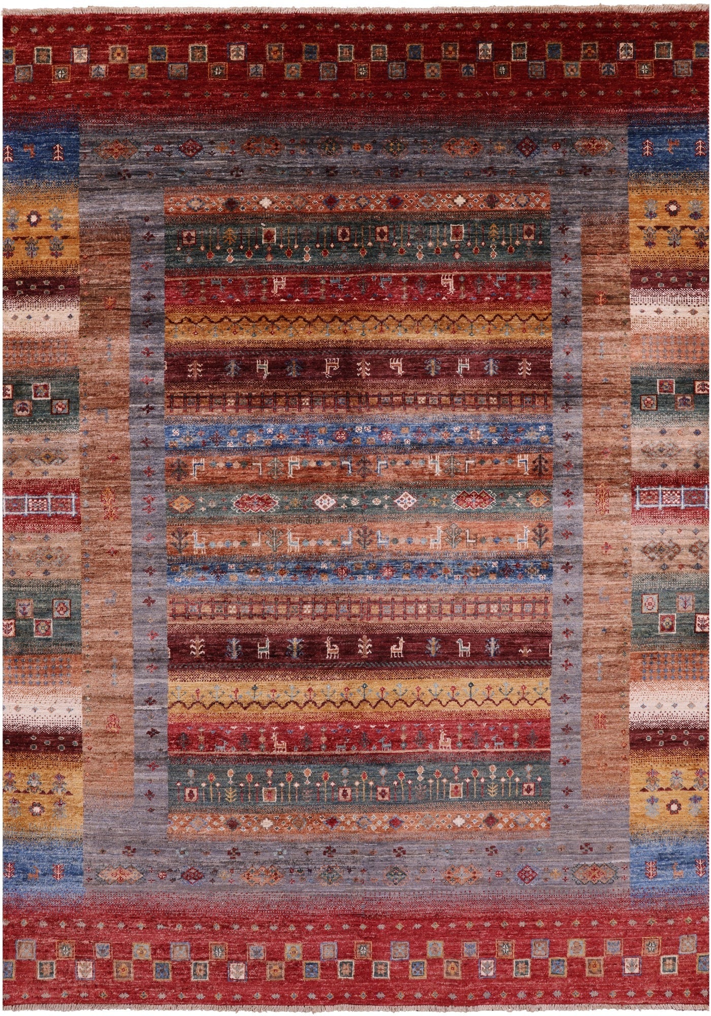 Tribal Persian Gabbeh Handmade Wool Rug - 5' 7" X 7' 10" - Golden Nile