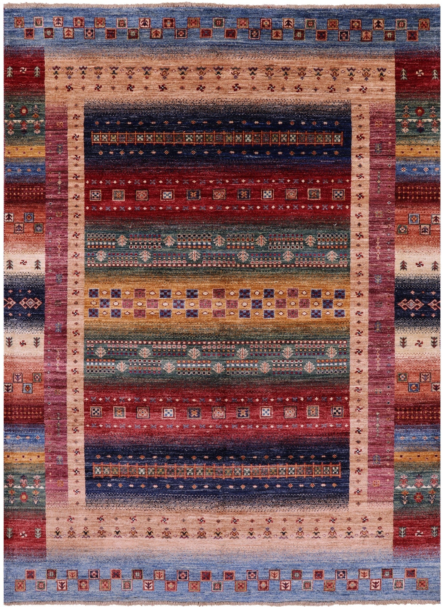 Tribal Persian Gabbeh Hand Knotted Wool Rug - 5' 10" X 8' 0" - Golden Nile