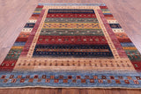 Tribal Persian Gabbeh Hand Knotted Wool Rug - 5' 10" X 8' 0" - Golden Nile
