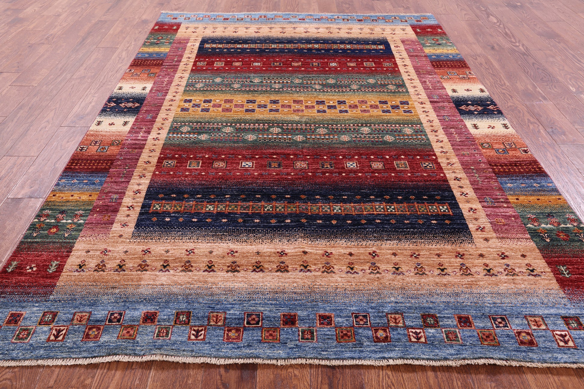 Tribal Persian Gabbeh Hand Knotted Wool Rug - 5' 10" X 8' 0" - Golden Nile