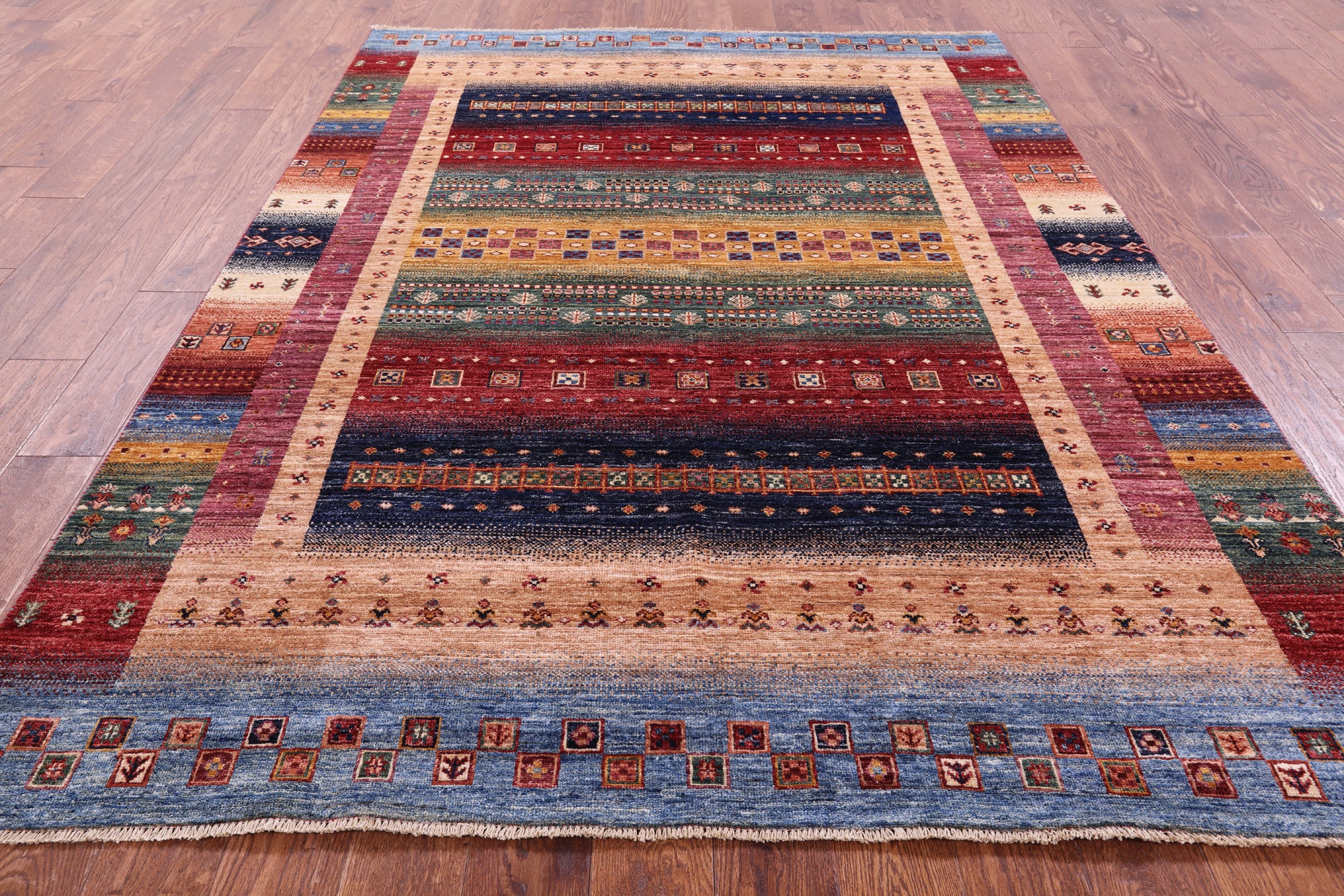 Tribal Persian Gabbeh Hand Knotted Wool Rug - 5' 10" X 8' 0" - Golden Nile