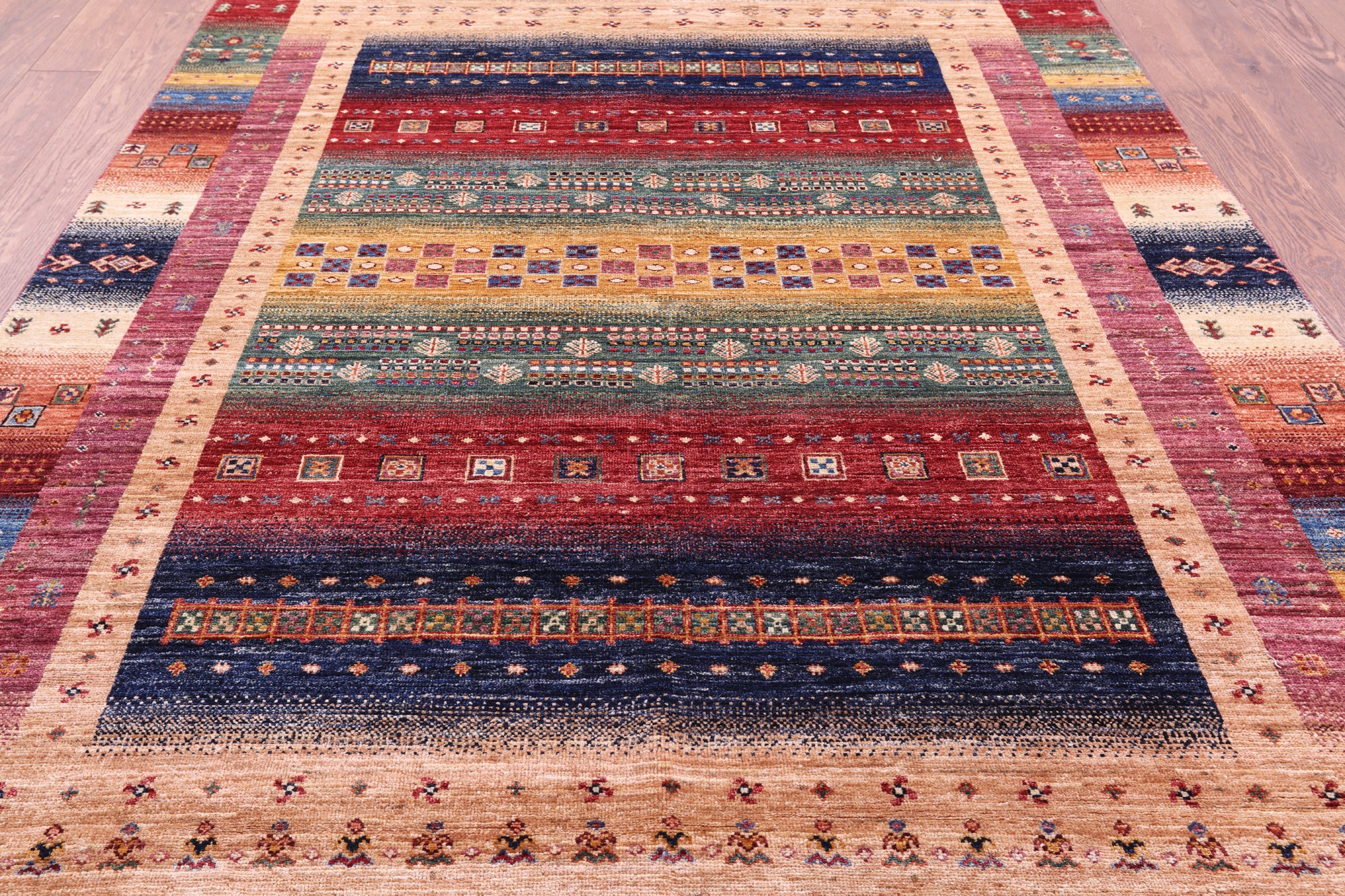 Tribal Persian Gabbeh Hand Knotted Wool Rug - 5' 10" X 8' 0" - Golden Nile
