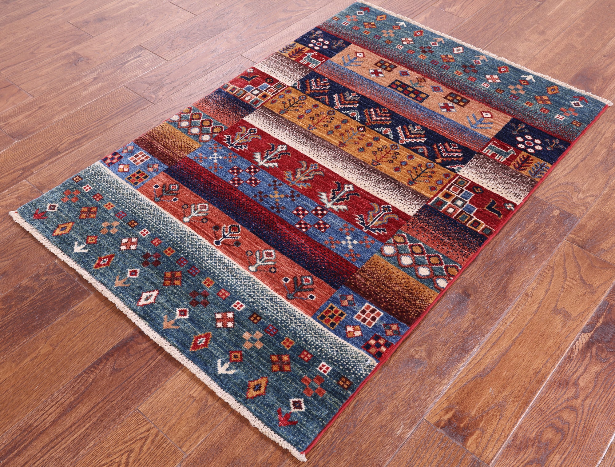 Tribal Persian Gabbeh Hand Knotted Wool Rug - 2' 8" X 4' 1" - Golden Nile