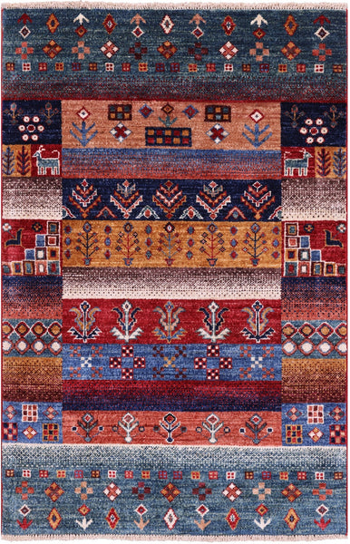 Tribal Persian Gabbeh Hand Knotted Wool Rug - 2' 8" X 4' 1" - Golden Nile