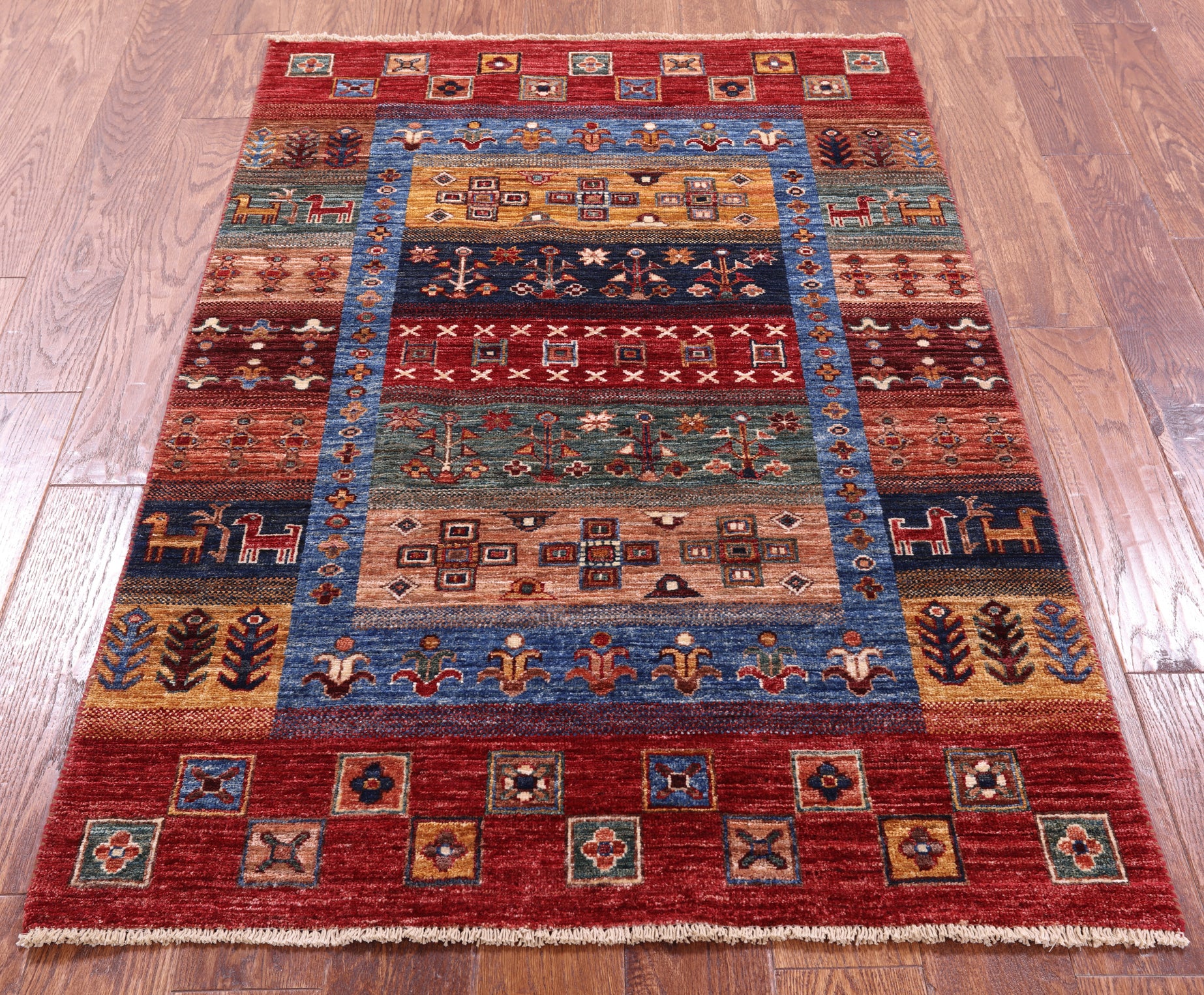 Tribal Persian Gabbeh Hand Knotted Wool Rug - 3' 4" X 5' 0" - Golden Nile