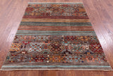 Khorjin Persian Gabbeh Handmade Wool Rug - 5' 0" X 6' 2" - Golden Nile