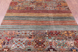 Khorjin Persian Gabbeh Handmade Wool Rug - 5' 0" X 6' 2" - Golden Nile