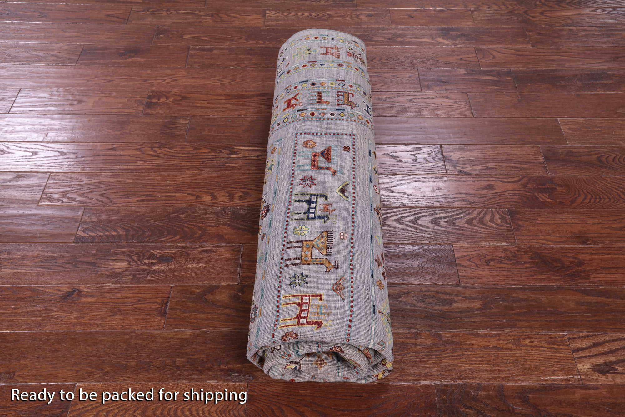Grey Tribal Persian Gabbeh Hand Knotted Wool Rug - 6' 11" X 10' 0" - Golden Nile