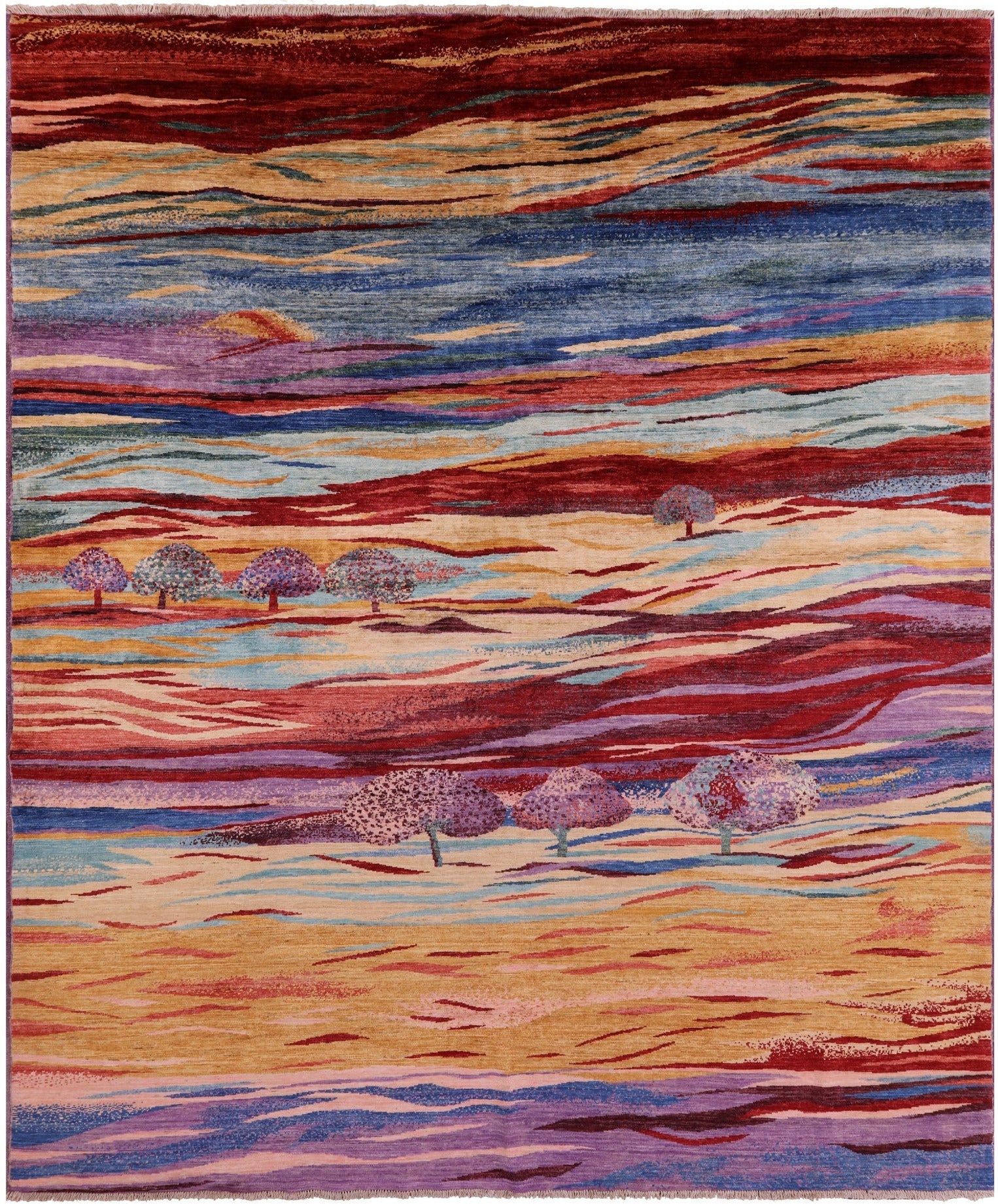 Tribal Persian Gabbeh Hand Knotted Wool Rug - 8' 1" X 9' 7" - Golden Nile