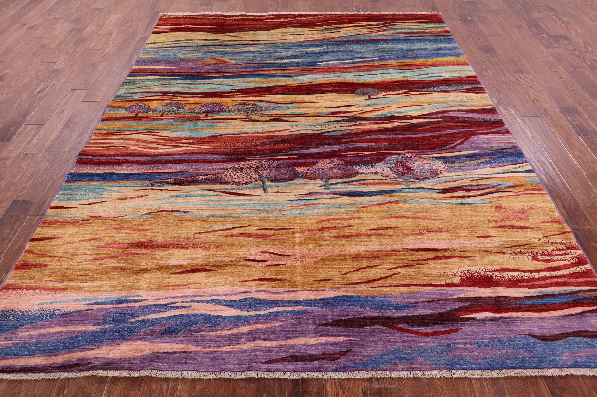 Tribal Persian Gabbeh Hand Knotted Wool Rug - 8' 1" X 9' 7" - Golden Nile