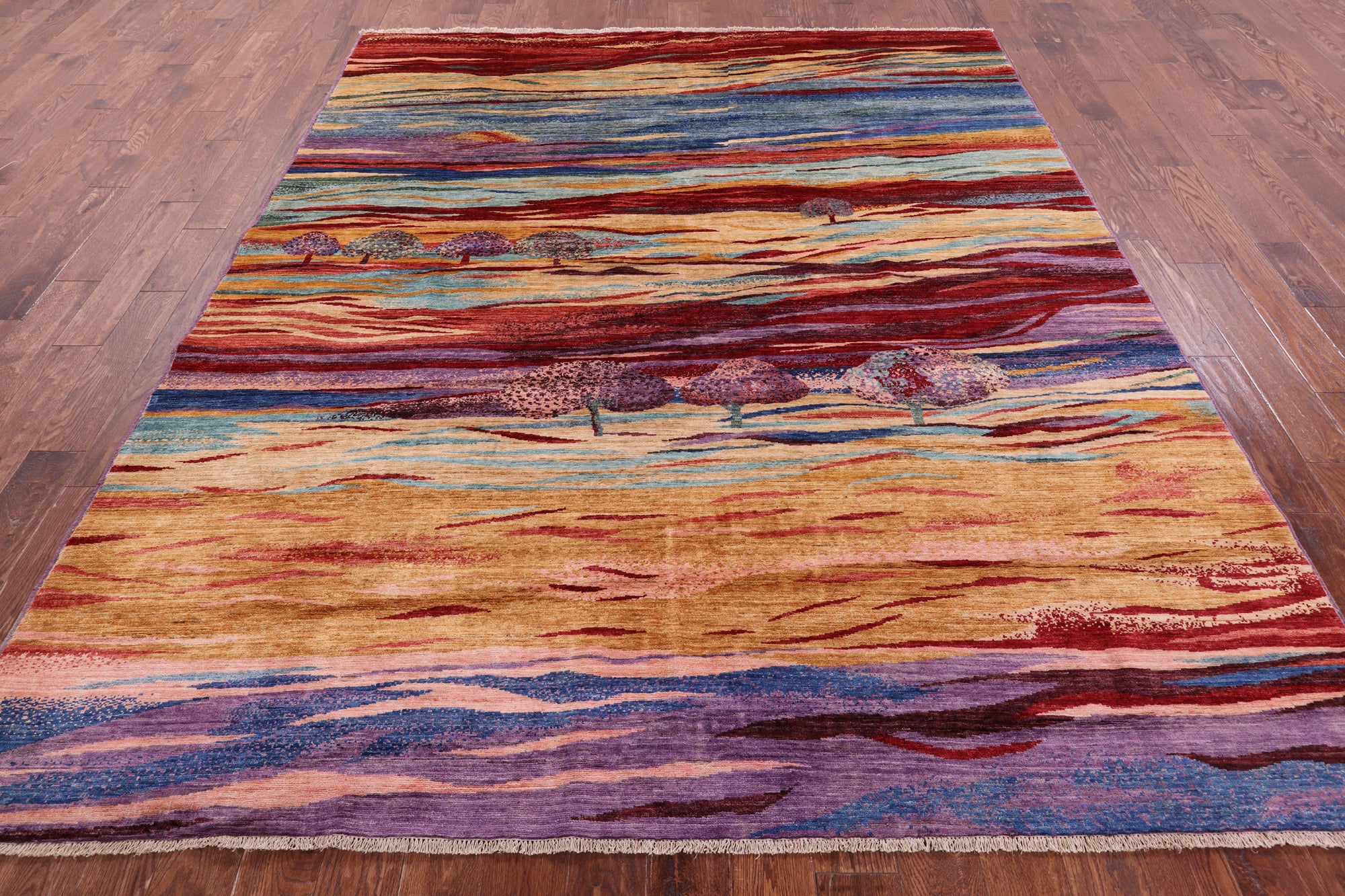 Tribal Persian Gabbeh Hand Knotted Wool Rug - 8' 1" X 9' 7" - Golden Nile
