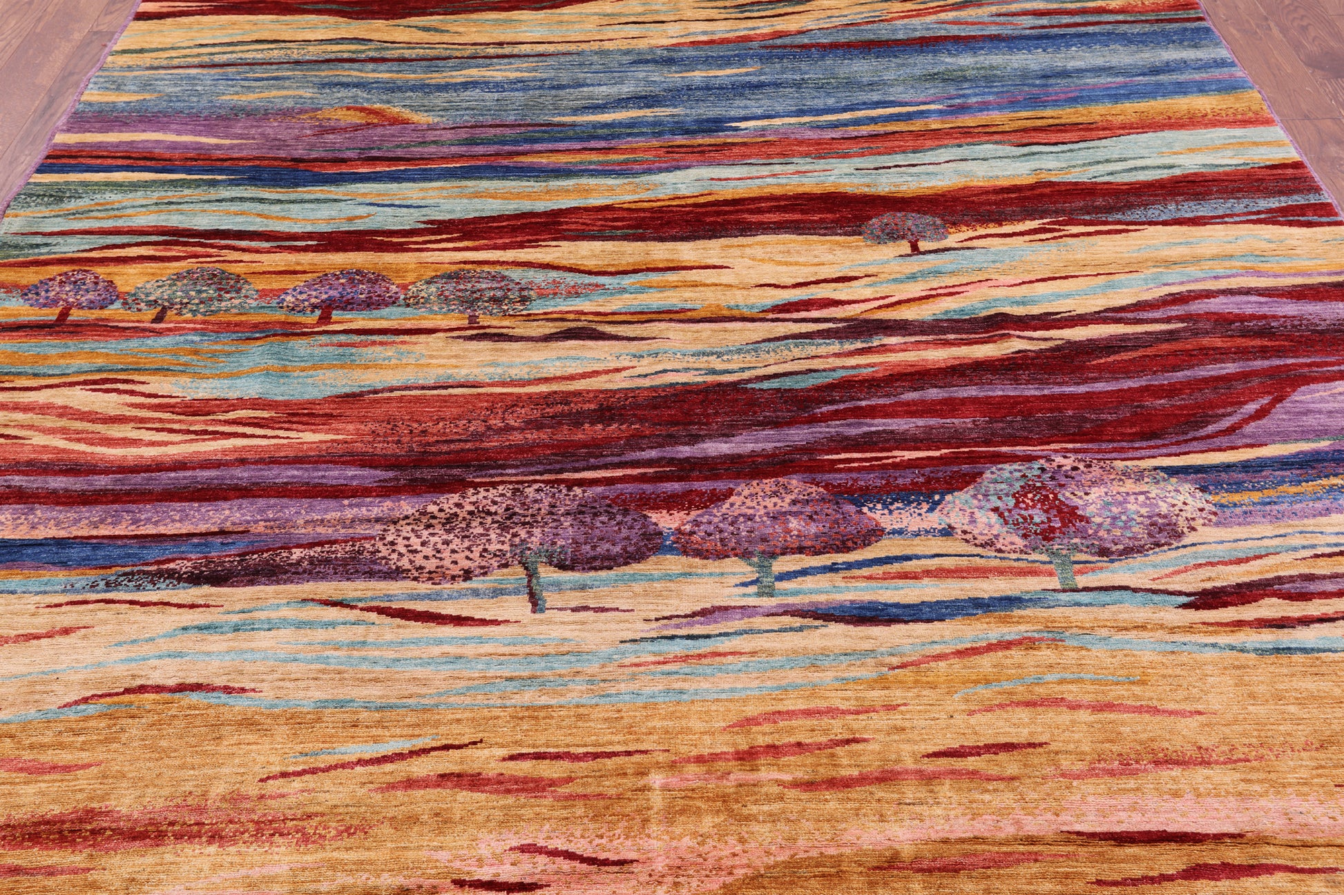 Tribal Persian Gabbeh Hand Knotted Wool Rug - 8' 1" X 9' 7" - Golden Nile