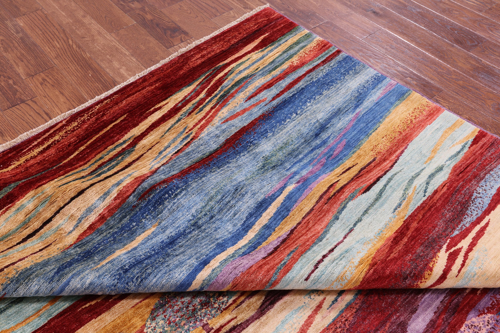 Tribal Persian Gabbeh Hand Knotted Wool Rug - 8' 1" X 9' 7" - Golden Nile