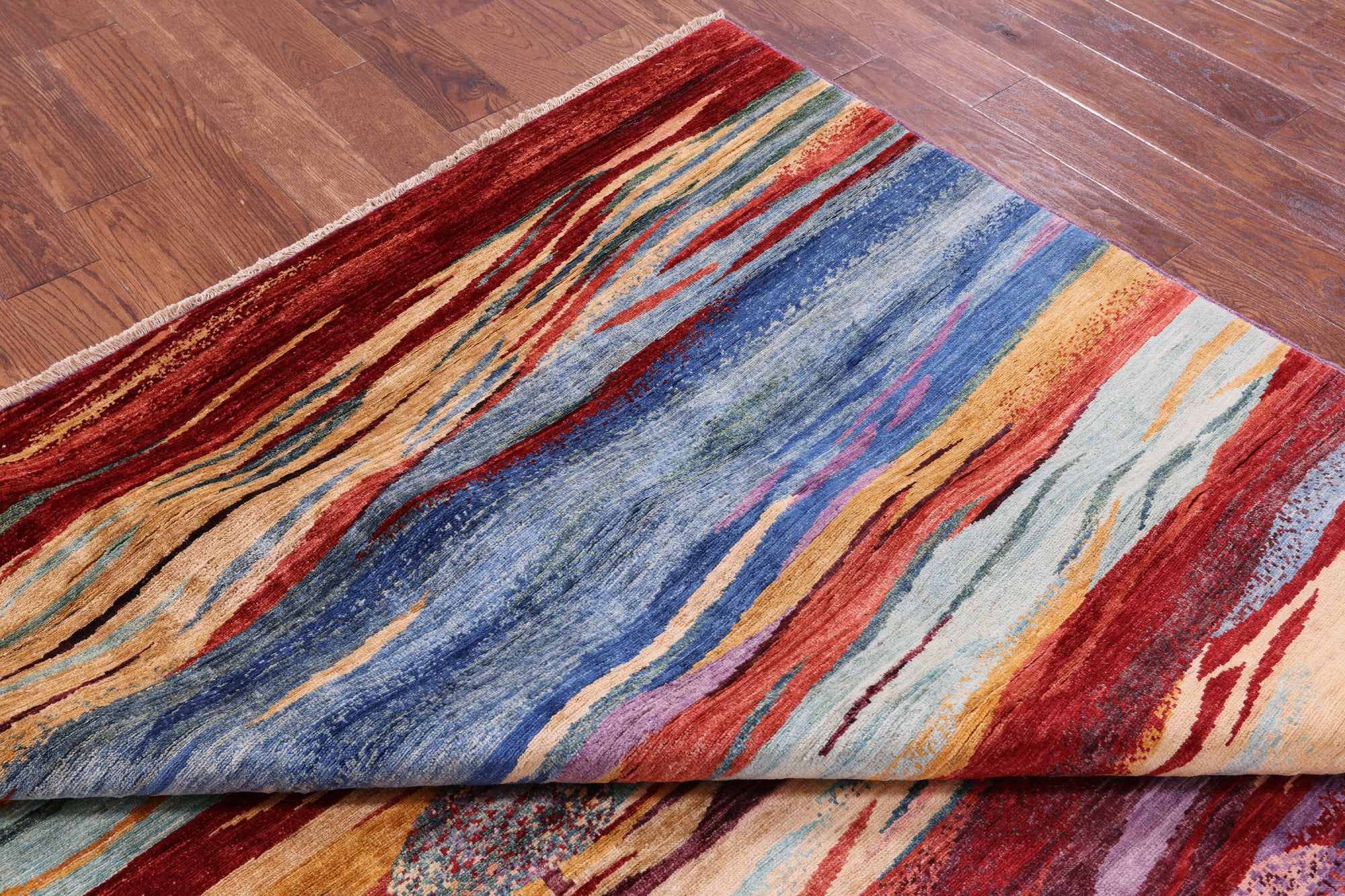 Tribal Persian Gabbeh Hand Knotted Wool Rug - 8' 1" X 9' 7" - Golden Nile