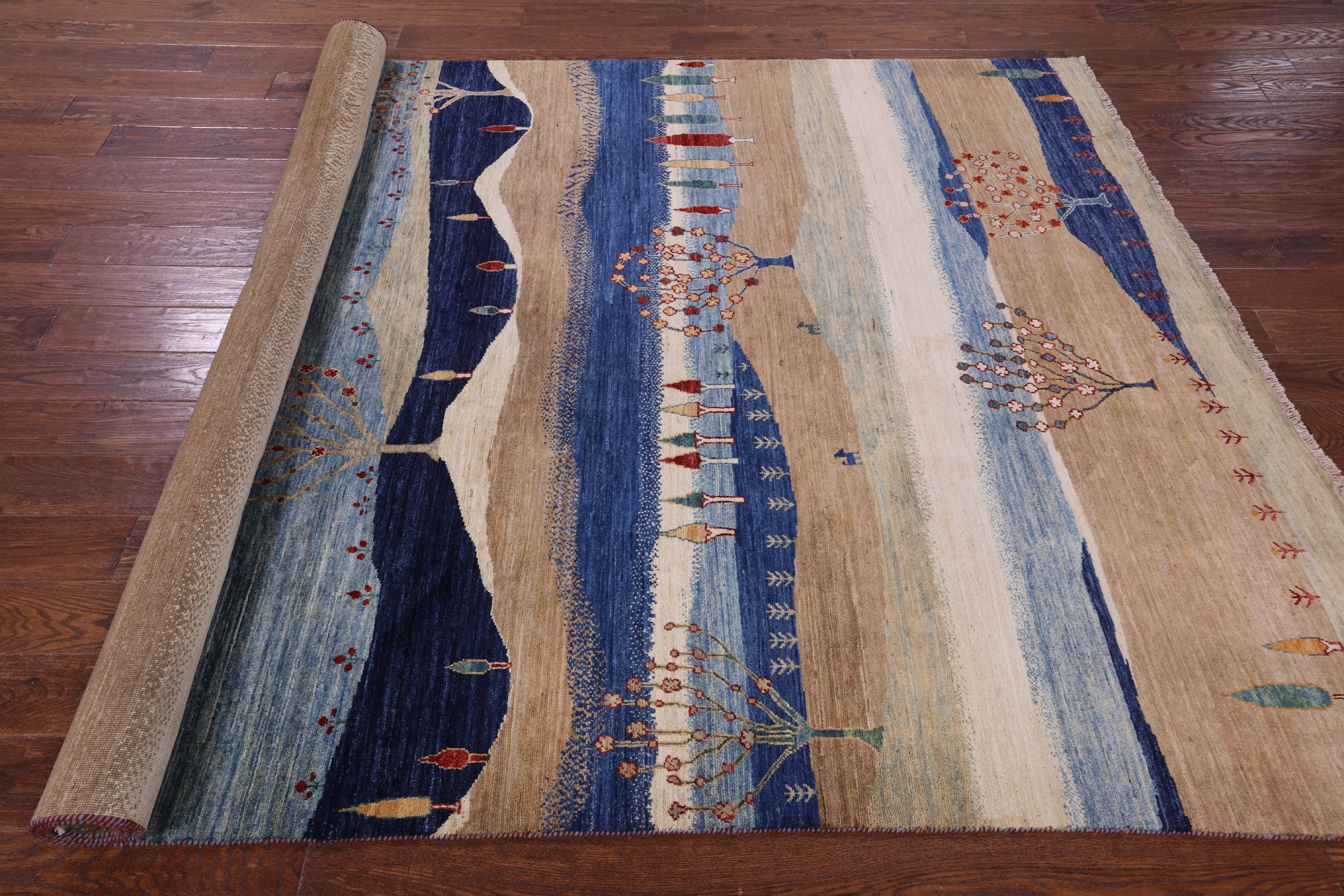 Tribal Persian Gabbeh Hand Knotted Wool Rug - 6' 7" X 9' 7" - Golden Nile