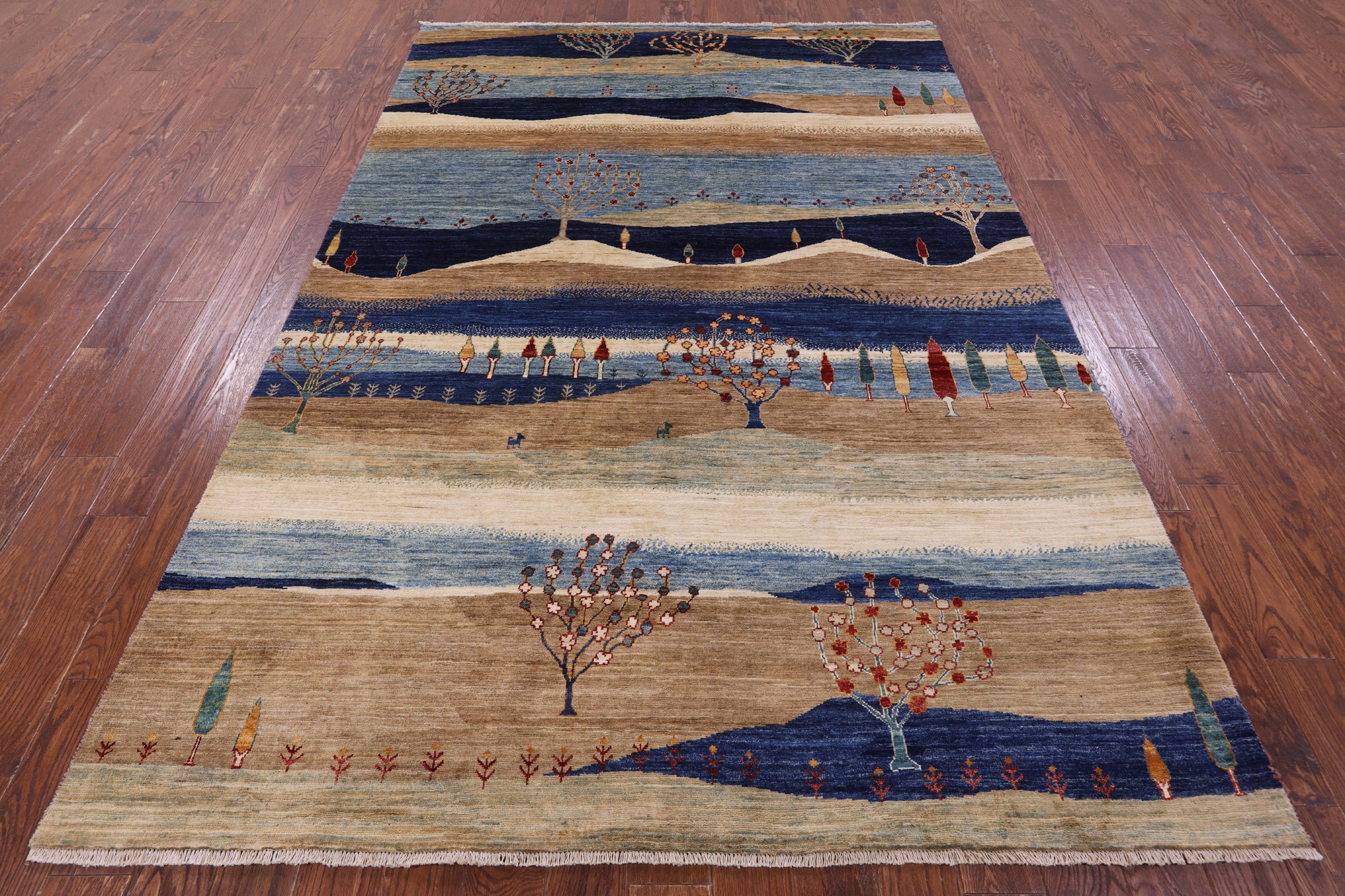 Tribal Persian Gabbeh Hand Knotted Wool Rug - 6' 7" X 9' 7" - Golden Nile