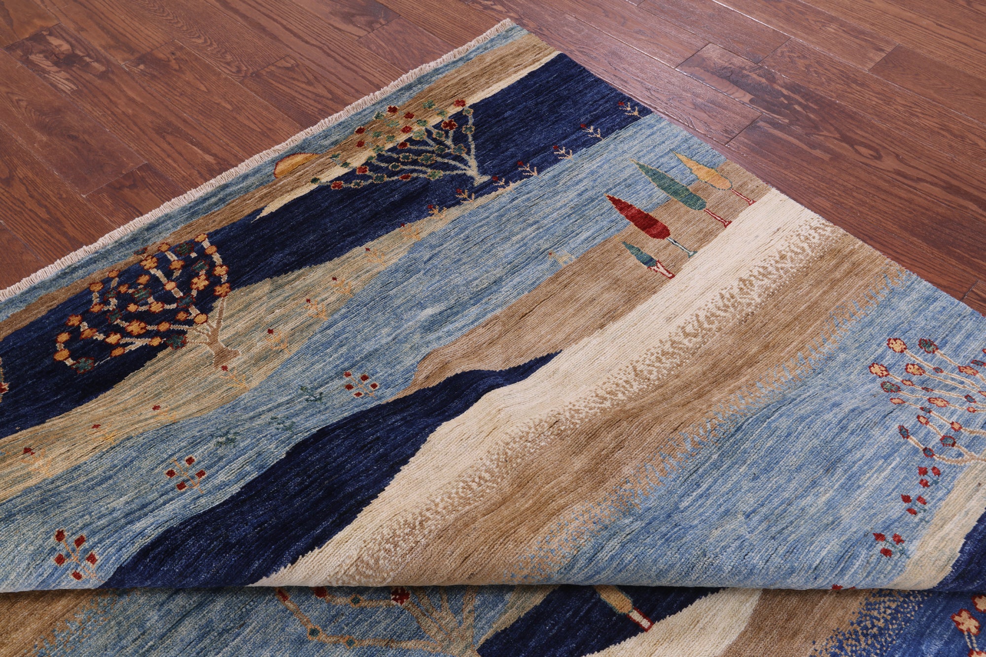 Tribal Persian Gabbeh Hand Knotted Wool Rug - 6' 7" X 9' 7" - Golden Nile
