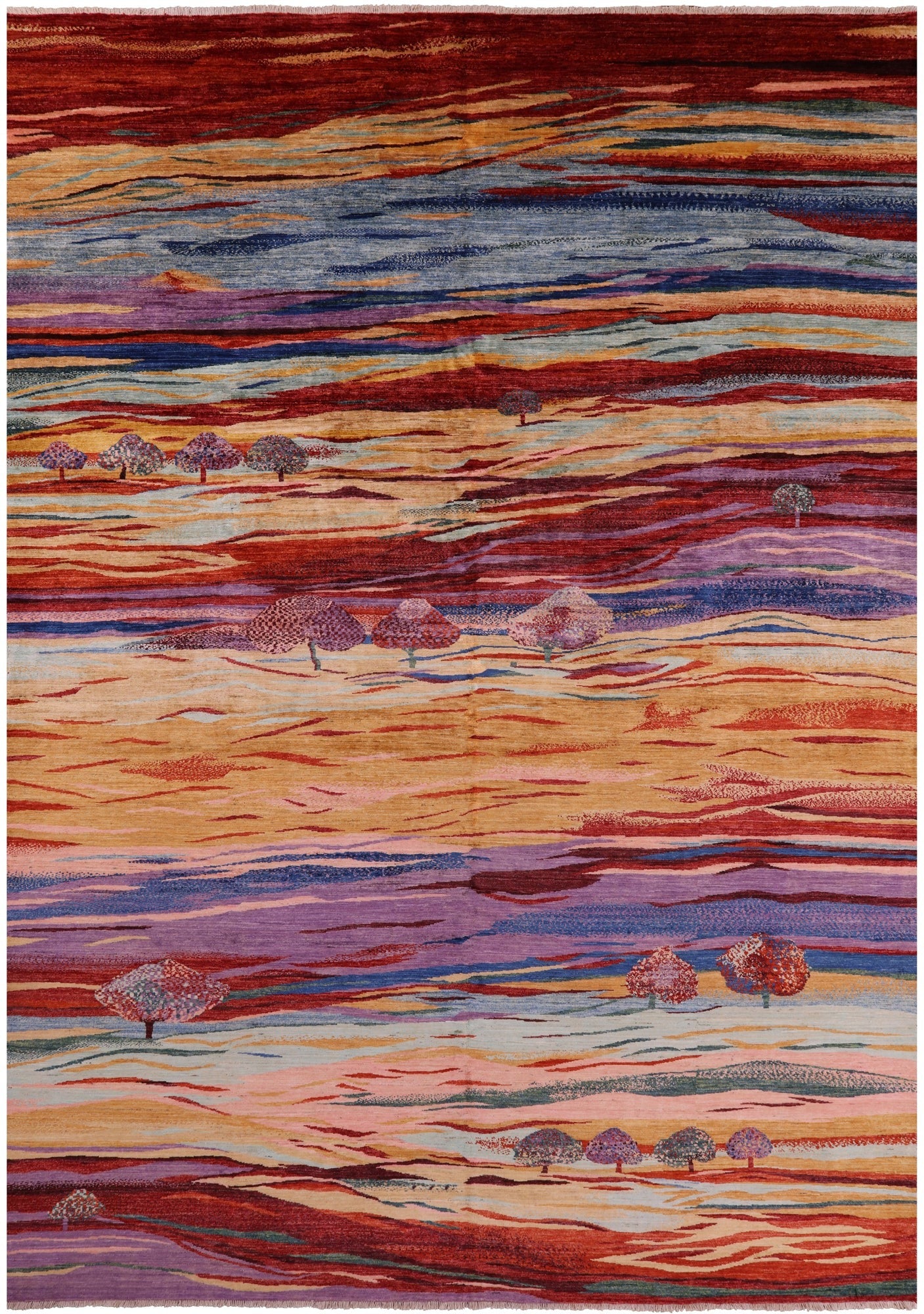 Tribal Persian Gabbeh Hand Knotted Wool Rug - 9' 8" X 13' 8" - Golden Nile