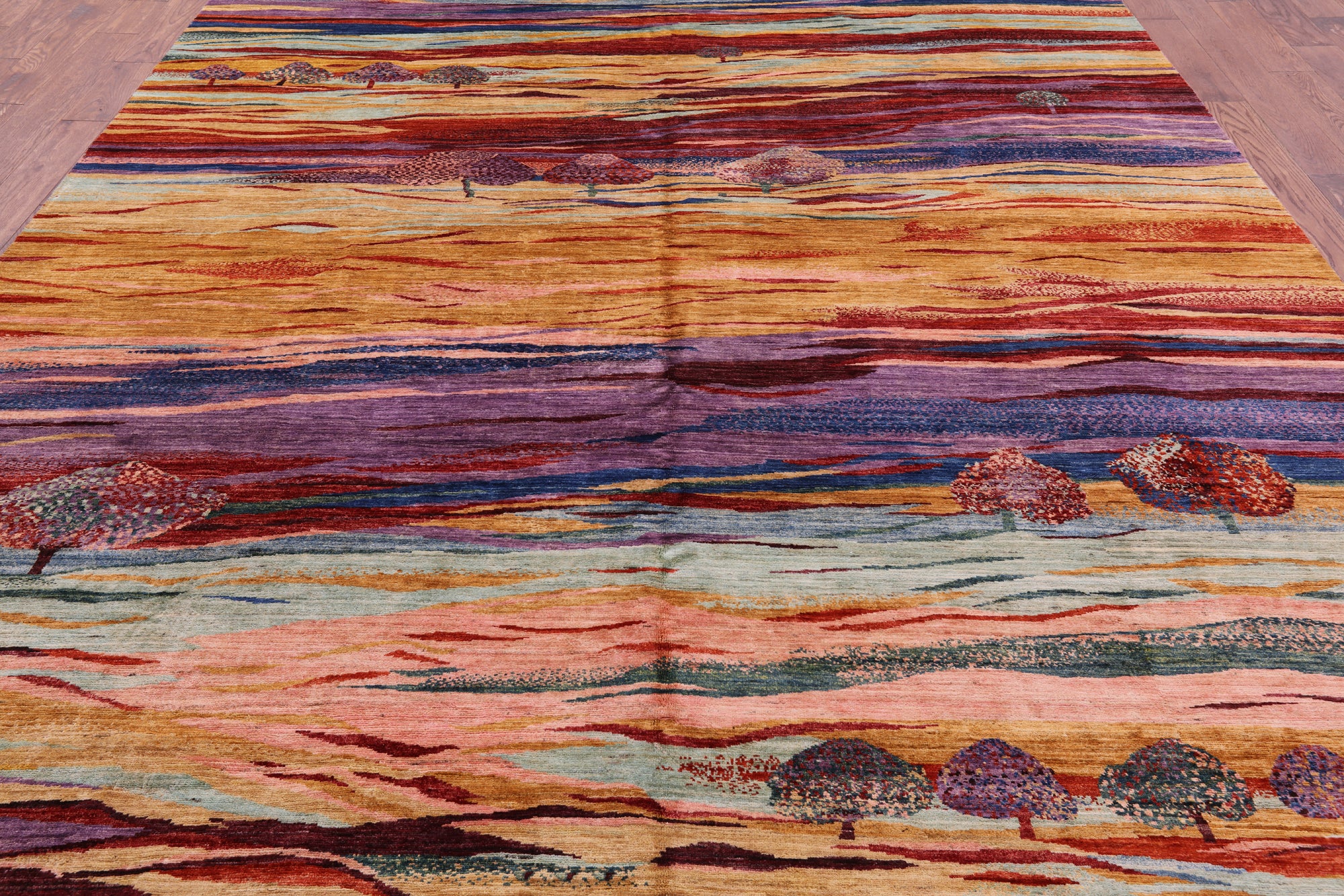 Tribal Persian Gabbeh Hand Knotted Wool Rug - 9' 8" X 13' 8" - Golden Nile