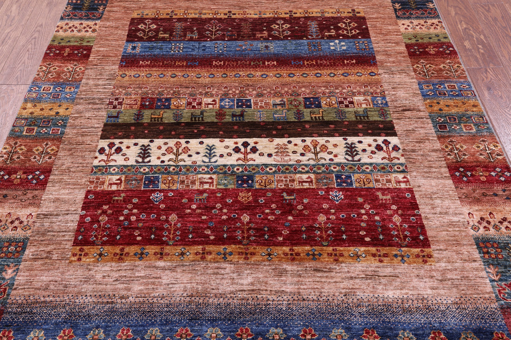 Tribal Persian Gabbeh Hand Knotted Wool Rug - 5' 0" X 6' 9" - Golden Nile