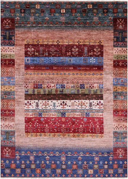 Tribal Persian Gabbeh Hand Knotted Wool Rug - 5' 0" X 6' 9" - Golden Nile