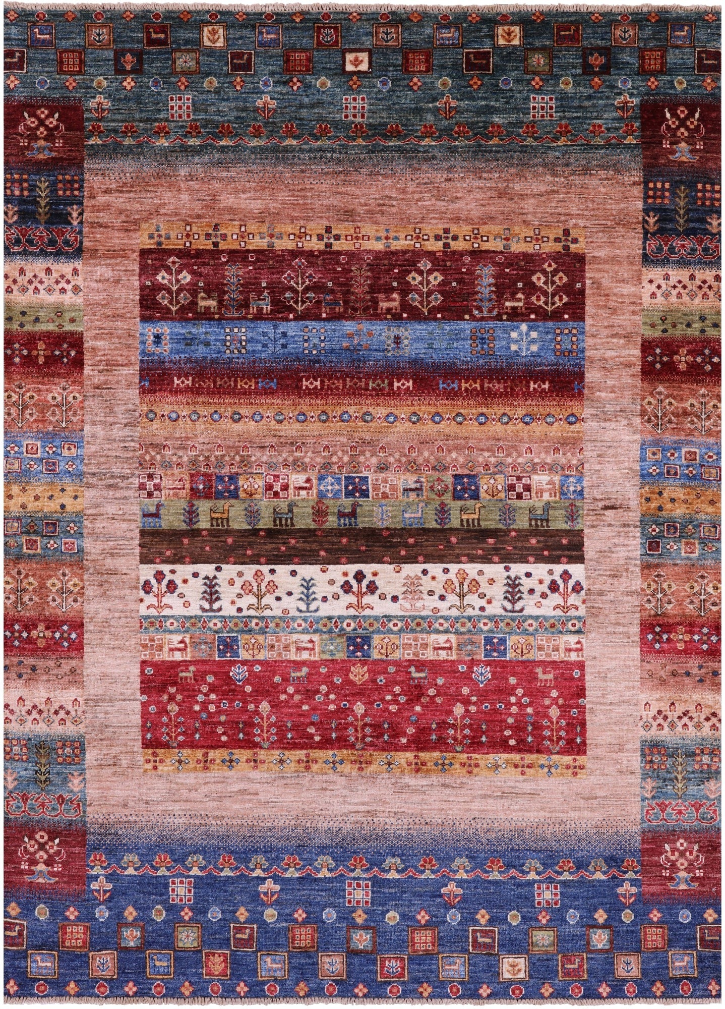 Tribal Persian Gabbeh Hand Knotted Wool Rug - 5' 0" X 6' 9" - Golden Nile