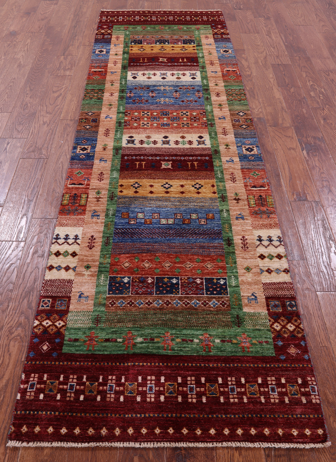 Tribal Persian Gabbeh Hand Knotted Wool Runner Rug - 2' 9" X 9' 6" - Golden Nile
