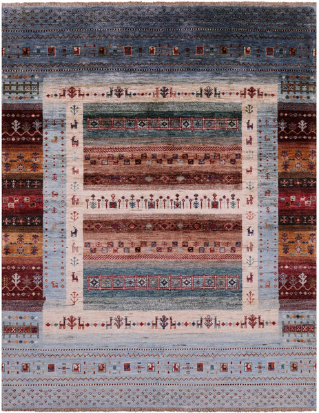 Tribal Persian Gabbeh Handmade Wool Rug - 4' 11" X 6' 4" - Golden Nile